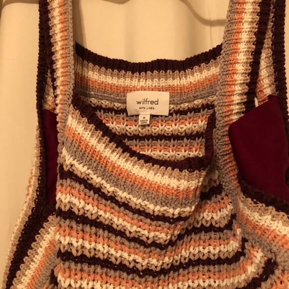 Wilfred Crochet Knit Tank Stripe Linen Blend - Picture 4 of 8